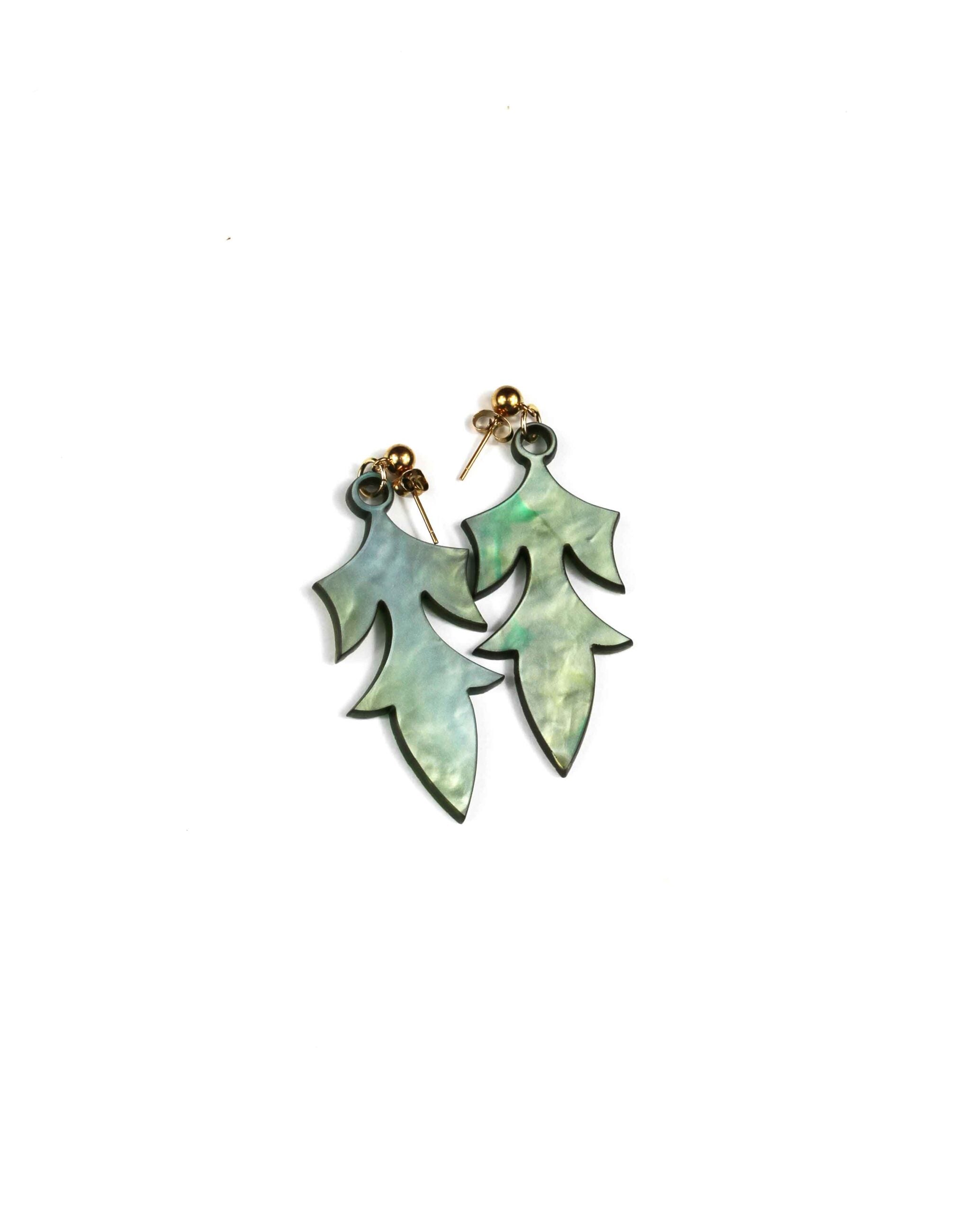 Pendientes mármol verde y amarillo, Elegancia Natural